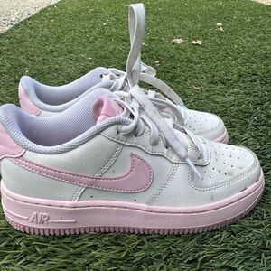Nike Air Force Ones Kids' White and Pink Sneakers Size 3.5